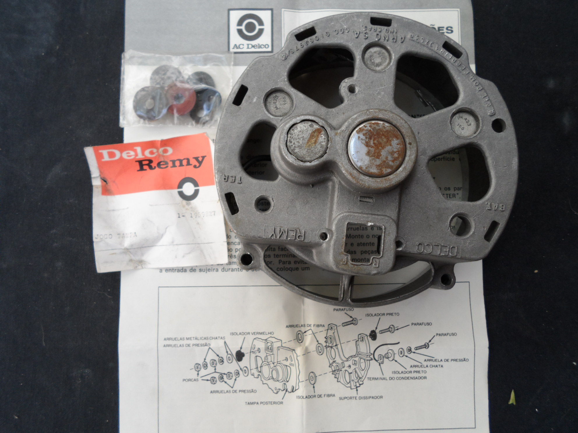 Mancal Traseiro com diodo rolamento Alternador Original Delco Remy Opala C10 C14 69/75